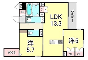 カシータ蓬川緑地イーストの物件間取画像